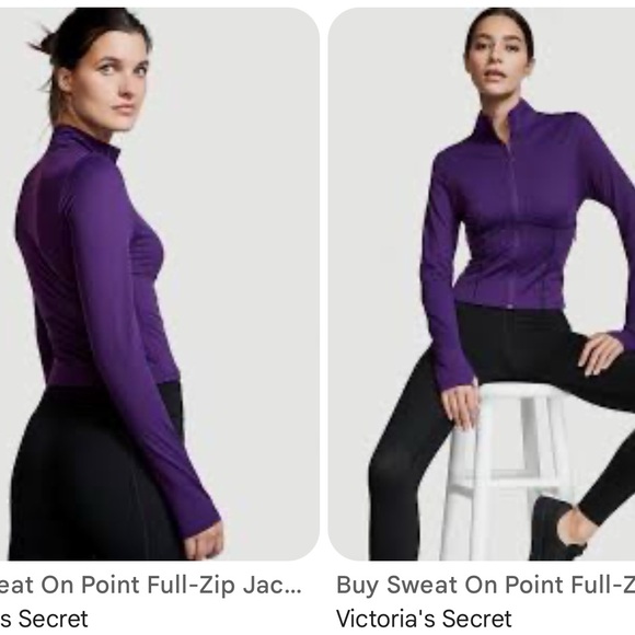 Victoria's Secret Purple Full-Zip Jacket Sweat On Point Full-Zip Jacket pockets - Picture 2 of 8
